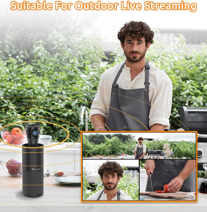 TOUCAN 360-Degree Video Conference Camera, 1080p HD Webcam with 4 Noise Reduction Mics, Speaker, AI Tracking, Works with Zoom, Google Voice, Microsoft Teams and More, for PC/Mac/Laptop/MacBook/Tablet
