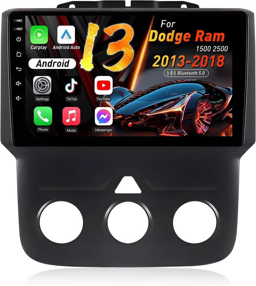 Car Radio Stereo for Dodge Ram 1500 2500 2013-2018: 9 inch Touchscreen Upgrade Radio DSP Stereo (2GB+32GB) Wireless CarPlay&Android Auto GPS Navigation 5G WiFi Bluetooth (Only fit Manual AC)