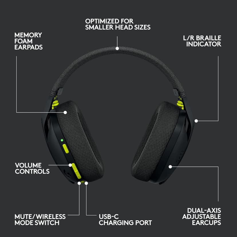 Logitech G435 LIGHTSPEED Wireless Bluetooth Gaming Headset - Lightweight, built-in mics, 18h battery, compatible with Dolby Atmos, PC, PS4, PS5, Nintendo Switch, Mobile - Black