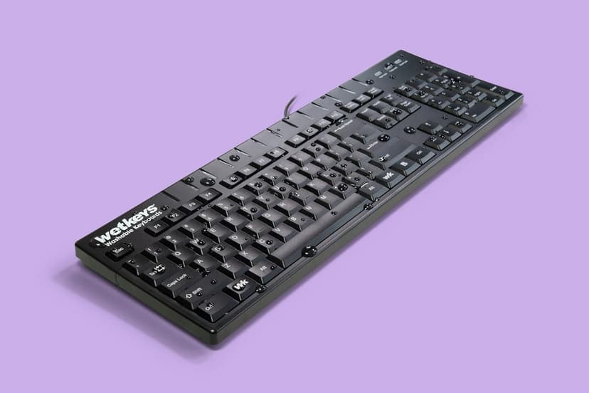 WetKeys Professional-Grade Full-Size ABS Plastic Washable Keyboard with 10-Key Number-pad (USB) (Black) | KBWKABS104-BK