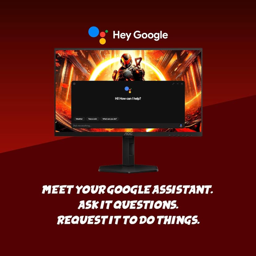 AOC Gaming Q27G4XY 27" Smart Gaming Monitor - QHD 2560x1440, 180Hz, VA Panel, Google Smart OS, USB-C 65W PD, AMD FreeSync, G-SYNC Compatible, Built in Speakers
