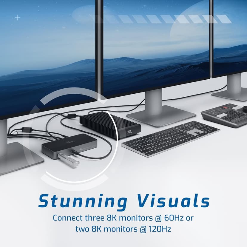 OWC Thunderbolt 5 Hub, 3 x Thunderbolt 5 Ports, USB-A Port, Up to 80/120Gb/s, Up to 3 8k displays, 140 w Power & Charging, Compatible with Mac & PC, Thunderbolt 5/4/3, USB4 & USB-C