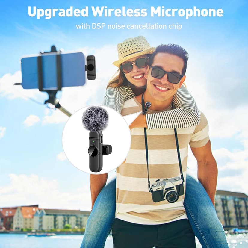 Type C Wireless Lavalier Microphone for iPhone 15,Android and Laptop,Tablet,PC,Clip on Microphone with Noise Reduction for Video Recording,Vlog,Interviews,Live Streaming,Podcast,TikTok,YouTube 2 Pack