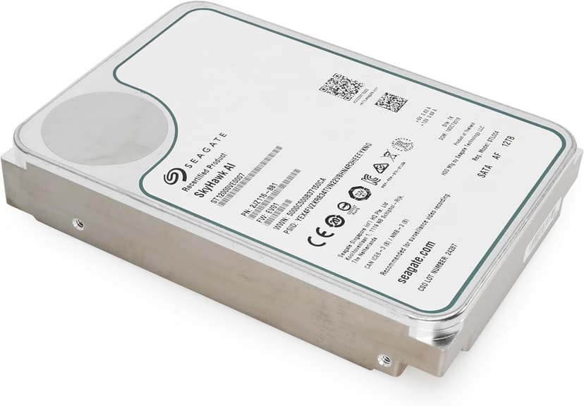 Seagate Skyhawk AI 12tb HDD 3.5 Inch SATA 6Gb/s 7200PRM 256MB Cache for NAS Internal Hard Drive for DVR NVR Security Camera System AI Application Optimization (Renewed)