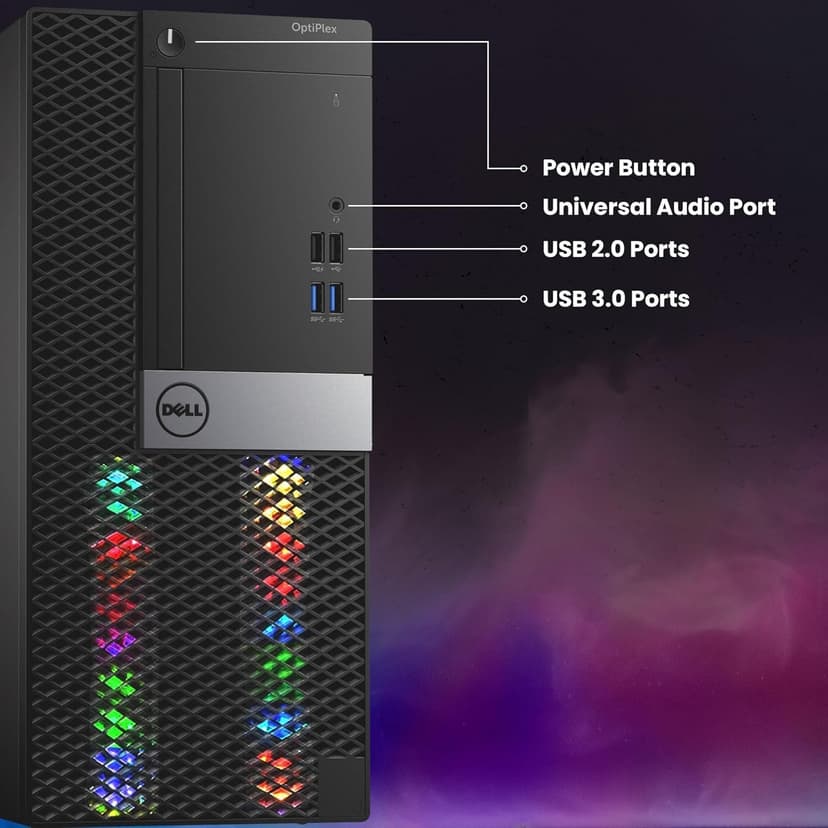 Dell RGB Gaming Tower Computer - Intel Core i7 6th Gen, NVIDIA GTX 1050 Ti 4GB GDDR5, 16GB Ram, 512GB SSD, Prebuilt Gaming Desktop PC with Built-in WiFi & RGB Set, Windows 10 Pro (Renewed)