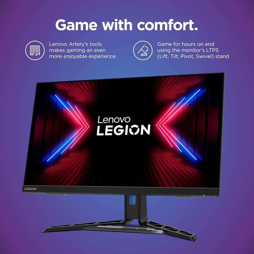 Lenovo Legion R27q-30 Gaming Monitor, 27” QHD Display, 180Hz, 0.5ms Response, AMD FreeSync Premium, Lift/Tilt/Pivot/Swivel Stand, HDMI 2.1 and DisplayPort 1.4, 350 nits, Raven Black