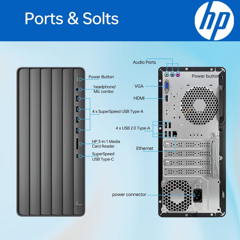 HP Envy Intel i7 Premium Tower Desktop, 32GB RAM, 1TB SSD, Wi-Fi 6, Windows 11 Pro, Black, with ADATA 512 External SSD Bundle