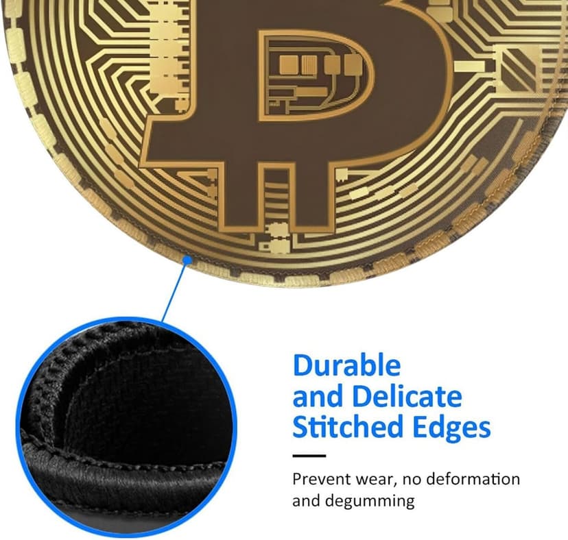 Bitcoin Crypto Currency Mouse Pad, Mouse Pads for Desk, Stitched Edge Mousepad with Non-Slip Rubber Base, Gaming Mouse Mat for Computer Laptop Home Office