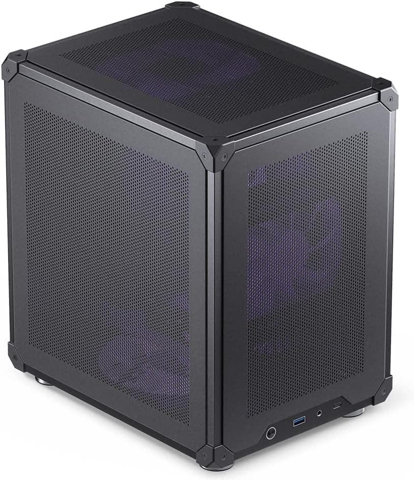 JONSBO C6 Black Mini MATX Mesh PC Case,Simple Compact Desktop Micro ATX Chassis,Upper Cover/Side Panel Tool-Free Open pc case, ATX Power Bite (L185mm Max.),Support 75mm CPU Cooler,GPU200-255mm