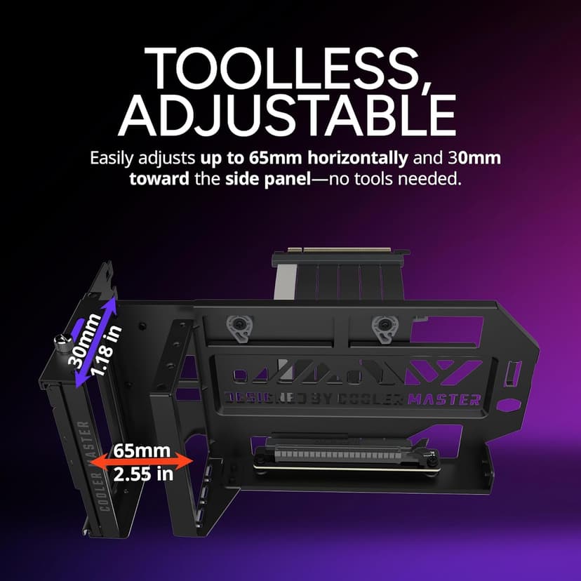 Cooler Master MasterAccessory Vertical GPU Card Holder Kit V3 Black, Premium Riser Cable PCI-E 4.0 x16-165mm, PCIe 3.0 Compatible, Adjustable Length for E-ATX|ATX|Micro ATX Case (MCA-U000R-KFVK03)