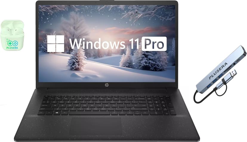 HP 17.3" Business Laptop Computer, 10-Core Intel Core i5, Windows 11 Pro Laptop with Microsoft Office Lifetime Suite, PLUSERA Earphones, Black (Intel Core i5, 64GB RAM | 2.2TB Storage)