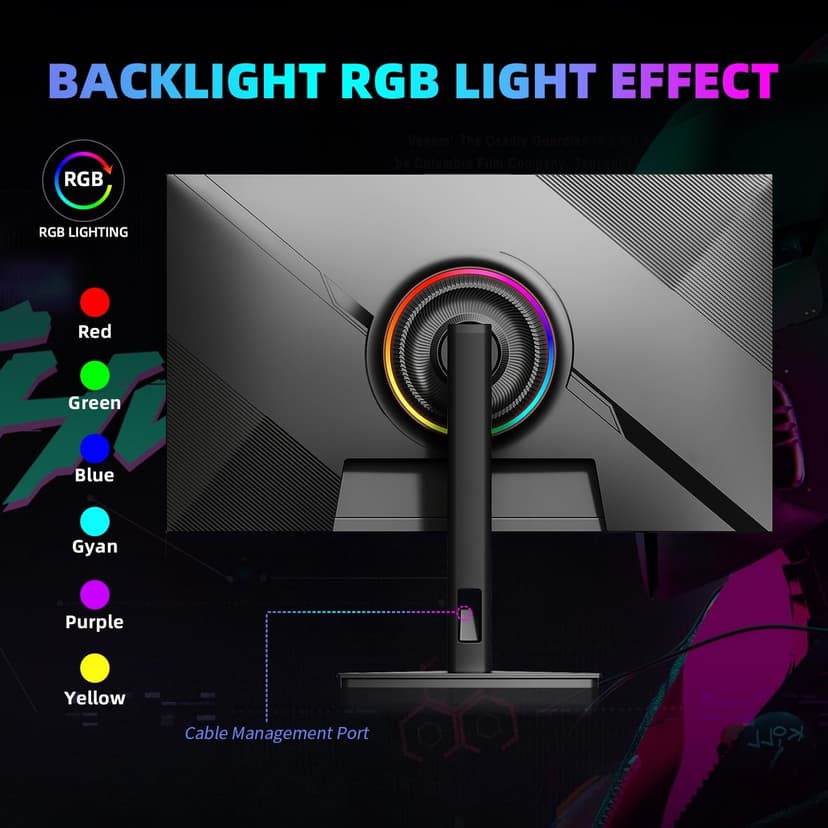 27 Inch 4K 144Hz Gaming Monitor, UHD 3840x2160 Fast IPS Panel PC Monitor, 135% sRGB, Freesync & G-sync, Support PS5 120Hz VRR, HDMI 2.1,DP 1.4, Height/Vertical Adjustment, Built-in Speaker