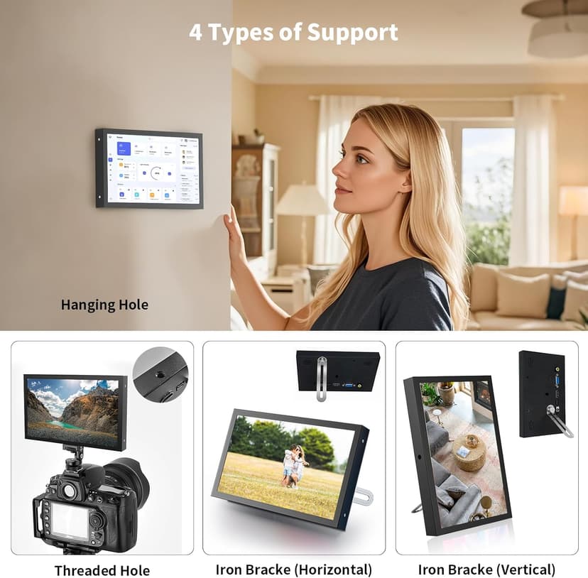 7 Inch Mini Monitor HDMI, Portable Vga Monitor with AV BNC 1024×600 LCD Screen with Built-in Speakers, 178° View Angle IPS, Multi-Function Mini Small Display for Raspberry Pi PC/TV/DVD/CVBS