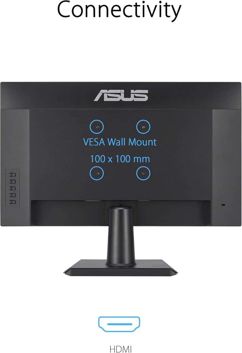 ASUS 27 Inch Monitor - 1080P, IPS, Full HD, Frameless, 100Hz, 1ms, Adaptive-Sync, for Working and Gaming, Low Blue Light, Flicker Free, HDMI, VESA Mountable, Tilt - VA27EHF,Black