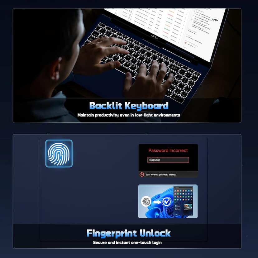 15.6" FHD IPS Student-Laptop Computer - 16GB RAM 1TB SSD, 4 Cores 13th Gen Intel N150(Beat to i3-1115G4, Up to 3.6GHz), 65W GaN Type-C, Fingerprint, Backlit Keyboard, Wi-Fi 6, BT5.2, Numpad