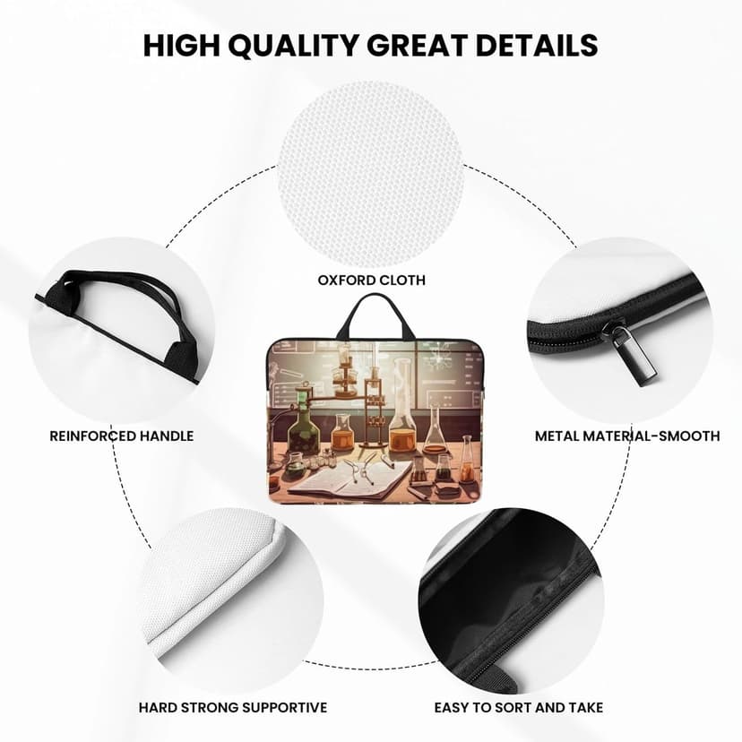Chemistry Lab Laptop Case Sleeve 14 inch Shockproof Protective Notebook Case Travel Laptop Bag with Handle Waterproof Computer Cover Briefcase Handbags for Men Women