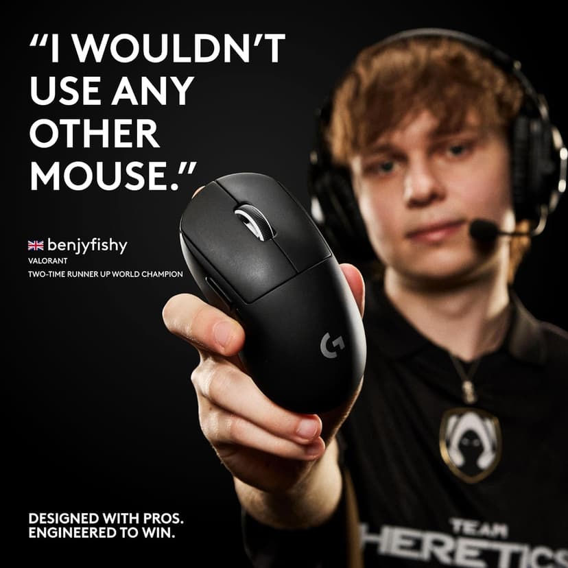 Logitech G PRO X SUPERLIGHT 2 Wireless Gaming Mouse, 60g Pro-Grade with 5 Programmable Buttons, 44k DPI Sensor, 8kHz Report Rate, USB-C Charging for PC/Mac - Black