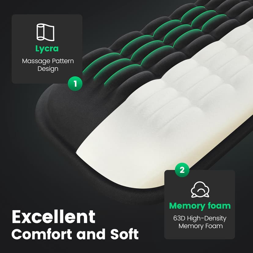 MEKASS Keyboard Wrist Rest, Soft Memory Foam Wrist Support for Keyboard, Keyboard Hand Rest Pad for Wrist Pain Relief, Keyboard Wrist Guard for Long Hours of Work, Gaming, Studying（Classic Black）