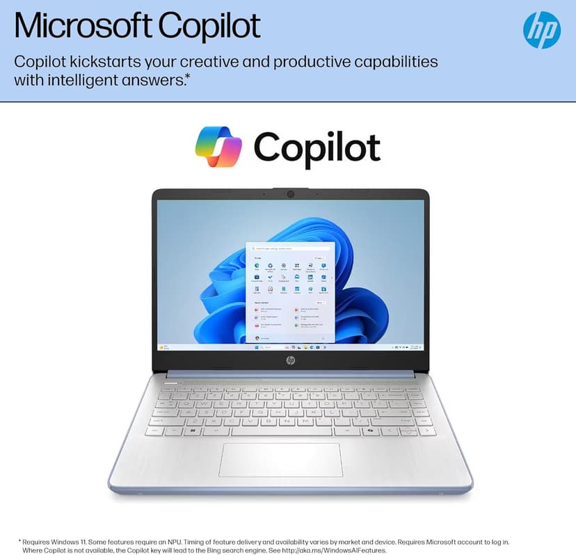 HP 14 Laptop Student Business 2025 Flagship Computer, AI Copilot, 4-Core 13th Gen Intel CPU, 16GB RAM 628GB Storage (128GB UFS+ 500GB Ext), 1-Yr Office 365, Long Battery HubxcelAccessory Win 11S Blue
