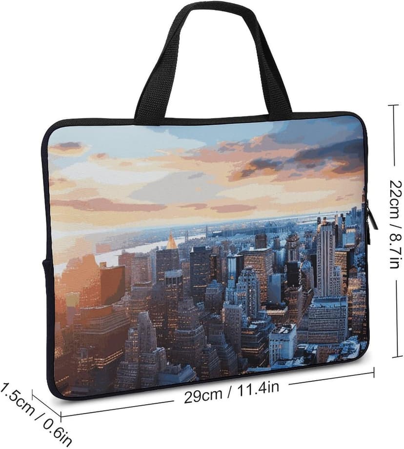 New York City Skyline Laptop Sleeve Ultra-Thin, Waterproof 10inch Laptop Bags, Portable Protective Computer Bag with Hand Strap