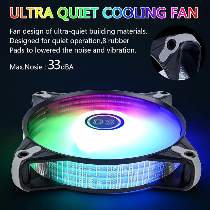 DS RGB Fans, 120mm 6 Pack Case Cooling LED Fans for White Black PC Case, CPU Cooler and Radiators System (DK Series)