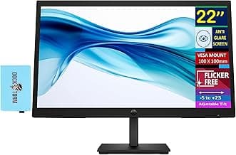 HP 22" Series 3 Pro 322pv FHD Monitor with 5 ms Response Time, Anti-Glare, Flicker Free, VESA Mount (100x100mm), HDMI, VGA & Dockztorm USB Port Expander, Black (9U5A2AA#ABA) (2025 Latest Model)