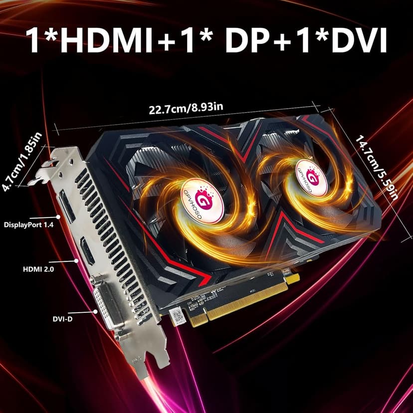 Radeon RX 590 8GB GEM Graphics Card, 2304SP 1469MHz GDDR5 256bit, RX590 GPU 8K Video Card with Dual Cooling Fan, HDMI, DP, DVI-Output, PCIE 3.0 * 16 for Computer Gaming and Office