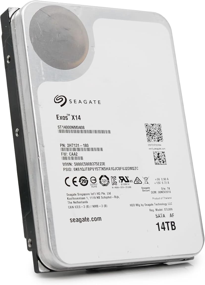 Seagate Exos X14 ST14000NM0408 14TB 7.2K RPM CMR SATA 6Gb/s 512e 3.5in Hard Drive (Renewed)