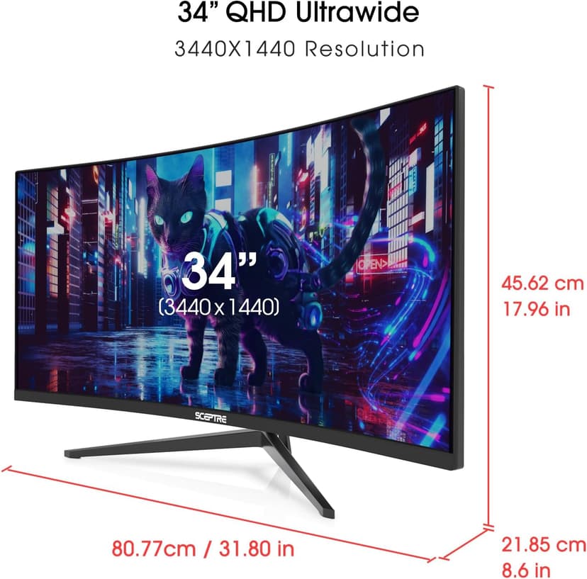 Sceptre New Curved 34-inch Gaming Monitor 3440 x 1440 180Hz 1500R DP x2 HDMI x2 Build-in Speakers 2025