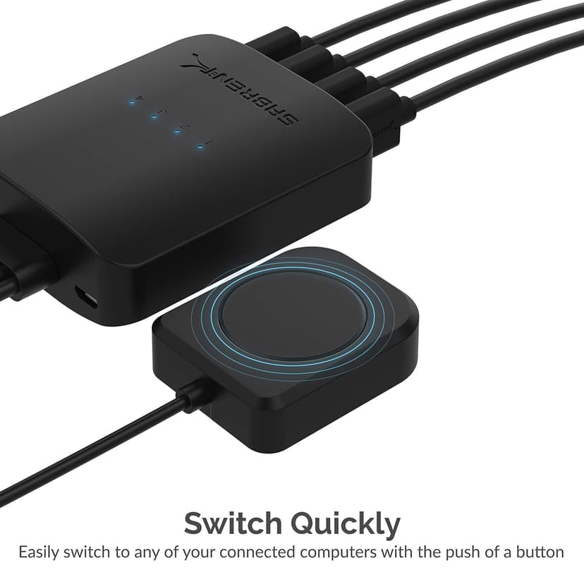 SABRENT USB 2.0 Sharing Switch up to 4 Computers and Peripherals LED Device Indicators (USB-USS4) Black
