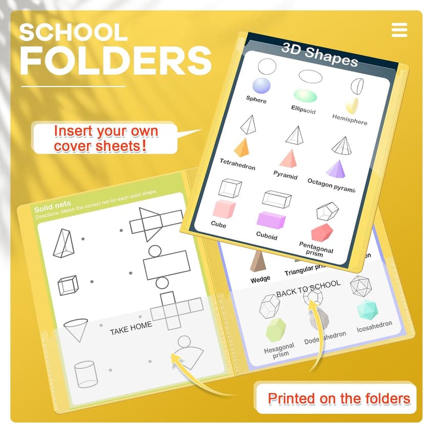 Henoyso 48 Pcs Folders Take Home Heavy Duty 2 Pocket Homework Folder for Students Parent Teacher Communication,11.8 x 9.45 Inch(Yellow)