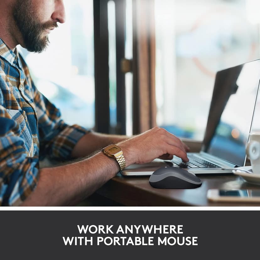 Logitech M185 Wireless Mouse, 2.4GHz with USB Mini Receiver, 12-Month Battery Life, 1000 DPI Optical Tracking, Ambidextrous PC/Mac/Laptop - Swift Grey