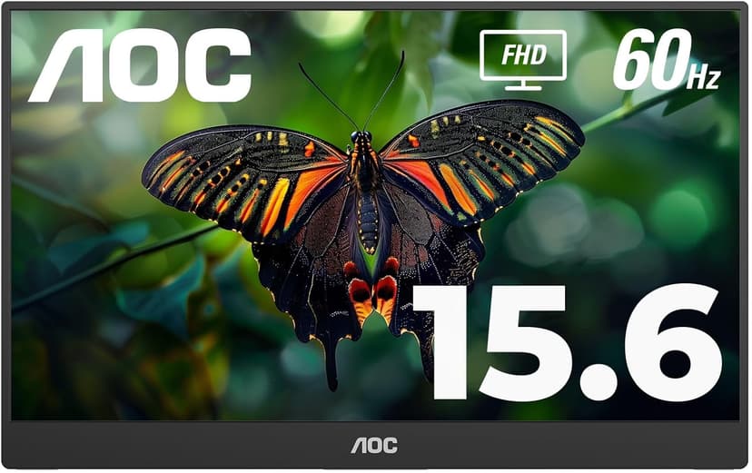 AOC 16T10 Portable Monitor 15.6 Inch FHD 1920x1080, IPS Panel, USB Type C x2,Mini HDMI x1, Smart Cover Included
