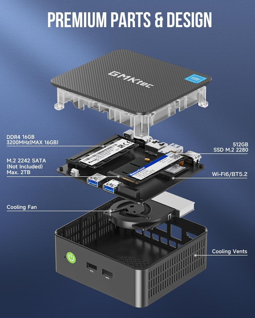 GMKtec G3 Plus Mini PC, Intel Twin Lake N150(Upgraded N100) 16GB RAM 512GB M.2 2280 SSD, Mini Desktop Computer Dual HDMI/WiFi6/BT5.2