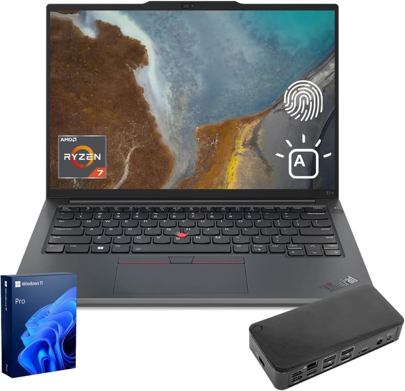 Lenovo ThinkPad E14 Gen 6 Business Laptop, 14" FHD+ Display, AMD Ryzen 7 7735U, 64GB DDR5 RAM, 1TB SSD, Fingerprint, Backlit, Wi-Fi 6, Windows 11 Pro, Bundle with Targus USB-C 100W Docking Station
