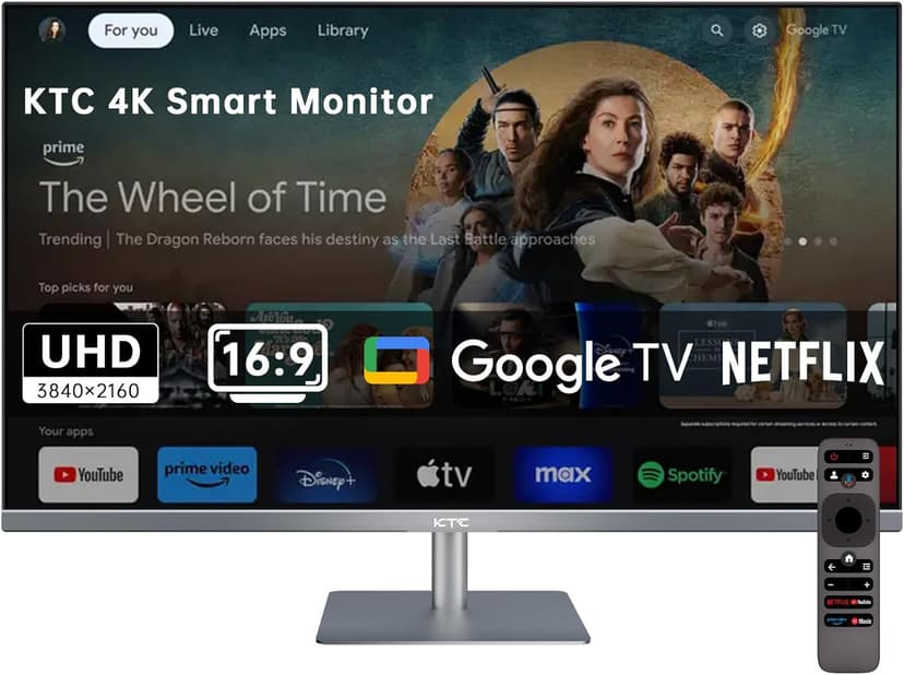 32 Inch 4K Smart Monitor, Google System UHD (3840x 2160) Smart Monitor with Speakers, Netflix Licensed, Type-C 65W PD, WirelessDisplay, HDR, Bluetooth, Hey Google Voice Remot, VESA Support, A32Q8