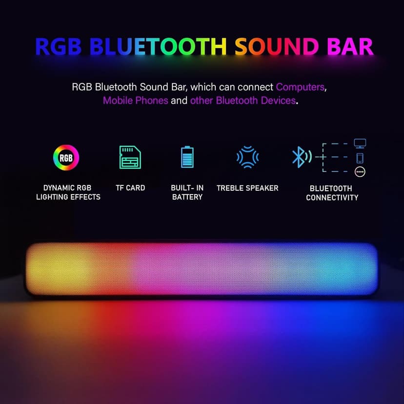 STGAubron Gaming Desktop PC, Intel Core i7 up to 3.9GHz, GeForce GTX 1660 Super 6G, 32G RAM, 1T SSD, 600M WiFi, BT 5.0, RGB Fan x6, RGB BT Sound Bar, Windows 10 Home