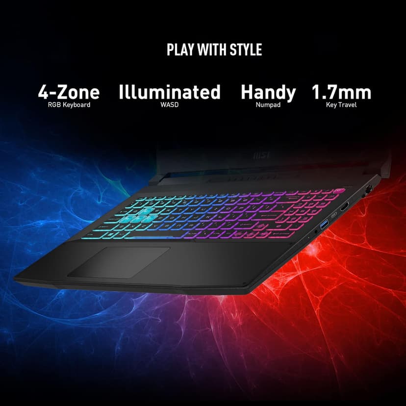 MSI Katana 17 Gaming Laptop: 13th Gen Intel Core i7, GeForce RTX 4060, 17.3" 144Hz FHD Display, 32GB DDR5, 1TB NVMe SSD, USB-Type C, Cooler Boost 5, Win11 Home: Black B13VFK-835US