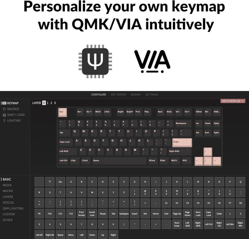 Keychron Q3 RGB Tenkeyless Layout 87-Key QMK/VIA Programmable Macro Hot-swappable Wired Custom Mechanical Keyboard with Gateron G Pro Red Switch Double Gasket Compatible with Mac Windows Linux(Blue)