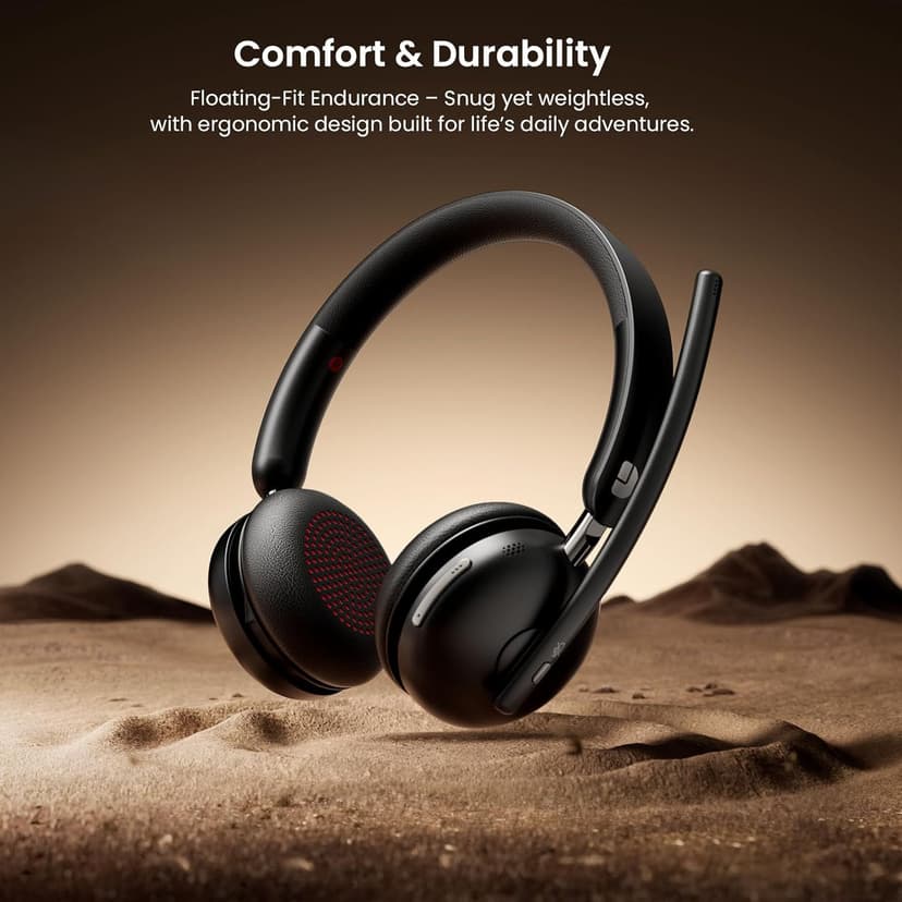 Bluetooth 5.3 Headset, Wireless Headset with Mic for Work (AI Noise Cancelling), Wireless Headphones with Mic & USB Dongle, 65H & Mute Function, Fit for PC/Call Center/Computer/Laptop/Teams