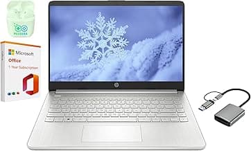 HP 14" LED Business Laptop Computer, 16GB RAM 320GB Storage (64GB eMMC+256GB SD Card), Intel Quad-Core N4120, Windows 11 S Laptop with 1-Year Microsoft Office 365, PLUSERA Earphones, Silver