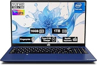 15.6" FHD IPS Student-Laptop Computer - 16GB RAM 1TB SSD, 4 Cores 13th Gen Intel N150(Beat to i3-1115G4, Up to 3.6GHz), 65W GaN Type-C, Fingerprint, Backlit Keyboard, Wi-Fi 6, BT5.2, Numpad