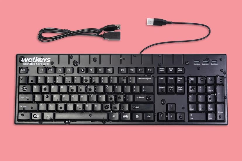 WetKeys Professional-Grade Full-Size ABS Plastic Washable Keyboard with 10-Key Number-pad (USB) (Black) | KBWKABS104-BK