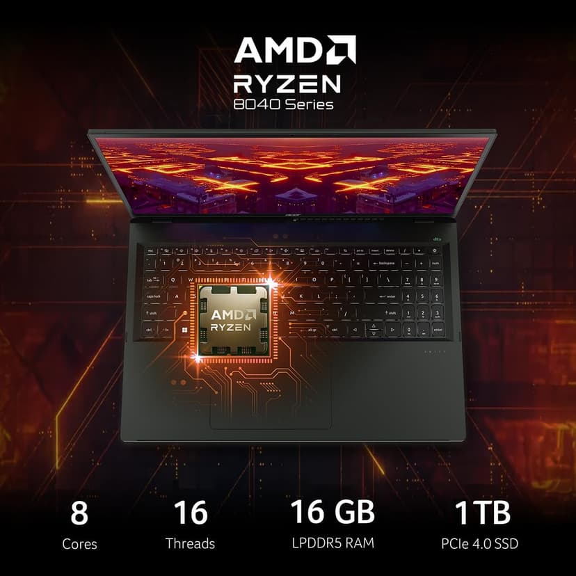 Acer Swift Edge 16 Laptop | 16" OLED WQXGA+ 3200 x 2000 Display | Unlock AI Experiences | AMD Ryzen 7 8840U Octa-Core Ryzen Processor | 16GB LPDDR5 | 1TB PCIe Gen 4 SSD | Wi-Fi 7 | SFE16-44-R8HM