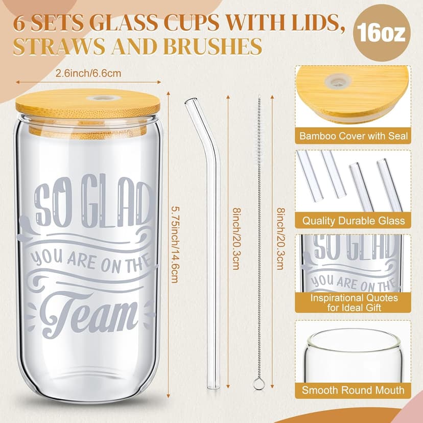 18 Pcs Teacher Employee Appreciation Gifts Summer Christmas Back to School Thank You Volunteer Coworker Staff Paraprofessional Motivational Notebook Ballpoint Pen Glass Cup(Team)