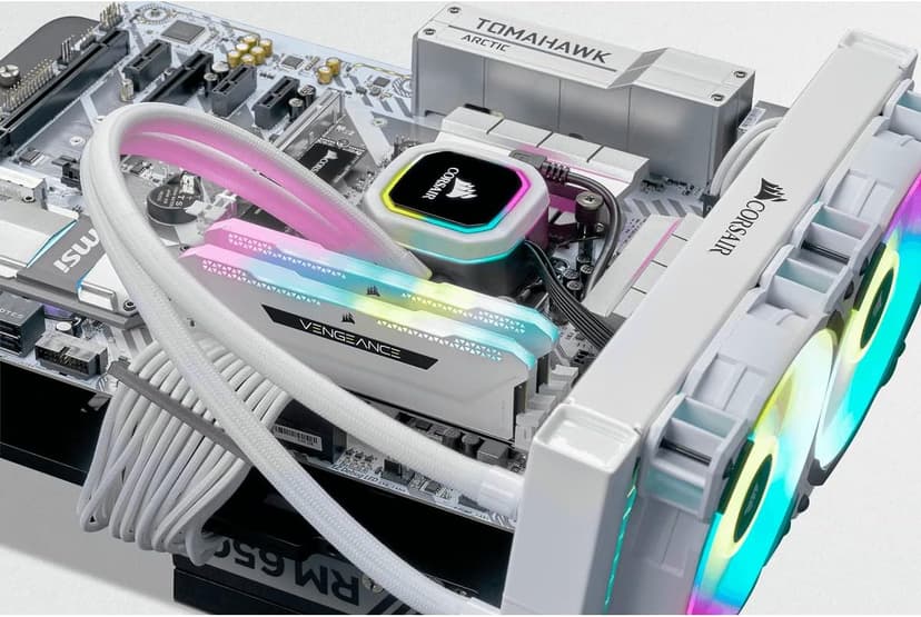 CORSAIR VENGEANCE RGB PRO SL DDR4 RAM 32GB (2x16GB) 3600MHz CL18-22-22-42 1.35V Intel AMD Desktop Computer Memory - White (CMH32GX4M2D3600C18W)
