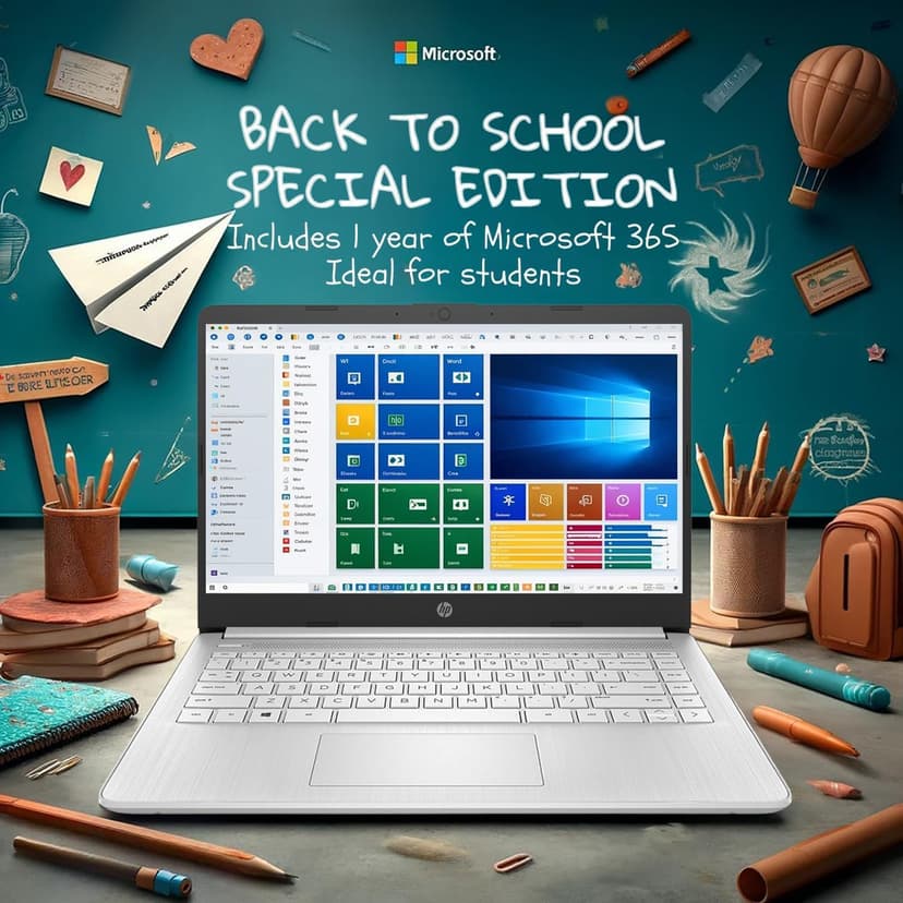 HP 14 Ultrabook • Back to School Limited Edition with Microsoft 365 • Intel 4-Core CPU • 16GB RAM • 1600GB Storage (64GB OnBoard withHP 512GB P500 Portable SSD + 1TB OneDrive) • Snow White • Win 11