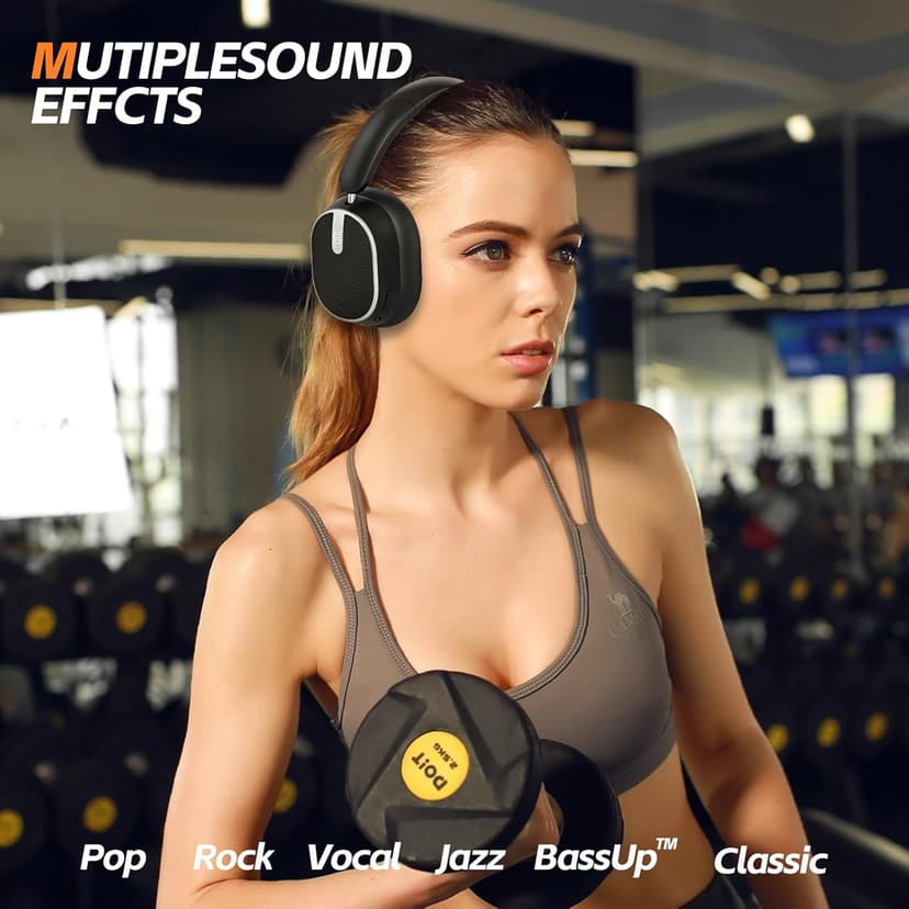 Hybrid Active Noise Cancelling Headphones, Wireless Over Ear Bluetooth Headphones, Foldable Wireless Headset, 60H Playtime, Hi-Res Audio, Deep Bass, Memory Foam Ear Cups, Perfect for Travel & Office