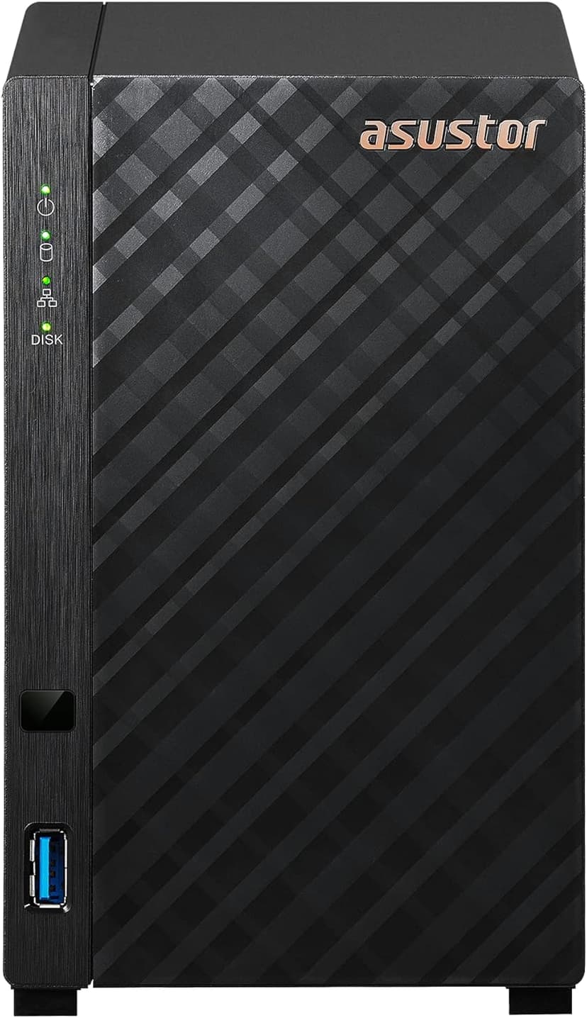 Asustor Drivestor 2 Lite AS1102TL, 2 Bay NAS Enclosure Network Storage, 1.7GHz Quad Core, 1GbE Port, 1GB RAM DDR4, Network Attached Storage for Cloud Storage (Diskless)