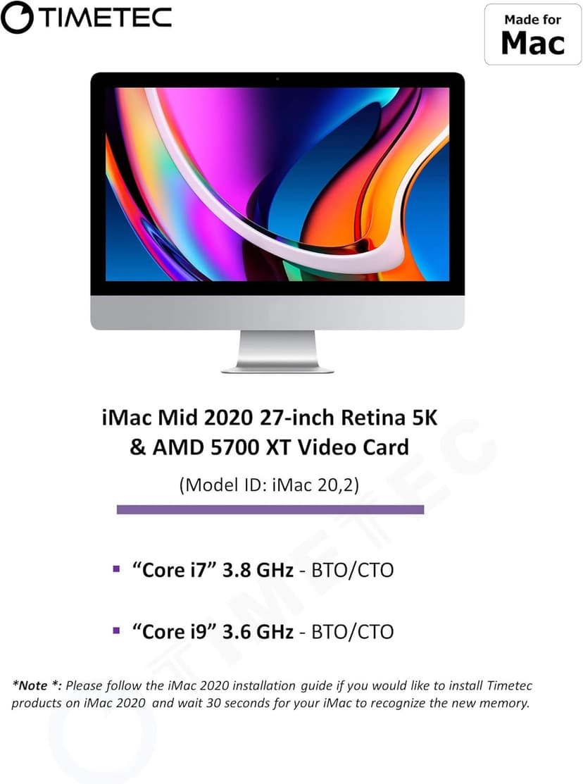 Timetec 32GB KIT(2x16GB) Compatible for Apple DDR4 2666MHz / 2667MHz for Mid 2020 iMac (20,1/20,2) / Mid 2019 iMac (19,1) 27-inch w/Retina 5K, Late 2018 Mac mini (8,1) PC4-21333 /PC4-21300 MAC RAM